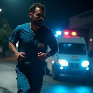 Vet rushing to treat an injured animal